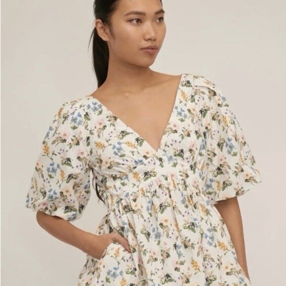 New! Marissa Webb Griffin Botanical Floral Open Back Blouse 🌼Small NWT! - Picture 5 of 11